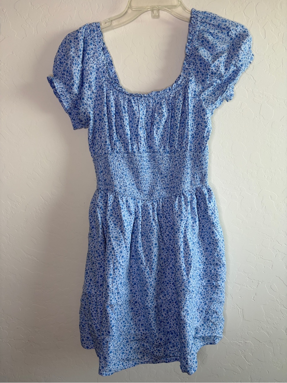 Hollister Light Blue Floral Smocked Mini Dress